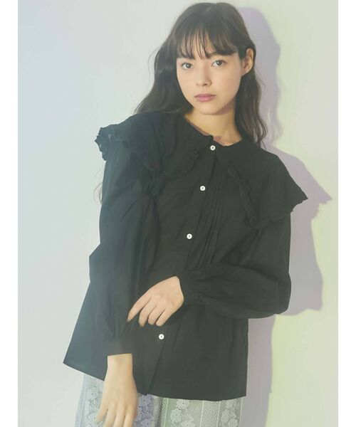 merry jenny（メリージェニー）の「刺繍レースフリルカラーシャツ（シャツ/ブラウス・レディース・オフホワイト/ブラック・FREE）」の10枚目の写真