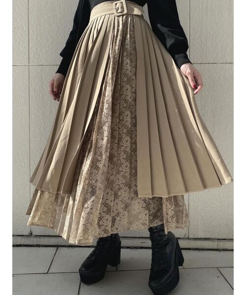 EATME（イートミー）の「レースコンビプリーツラップスカート（スカート・レディース・ブラック/ライトブラウン/グレー・SMALL/MEDIUM）」の18枚目の写真