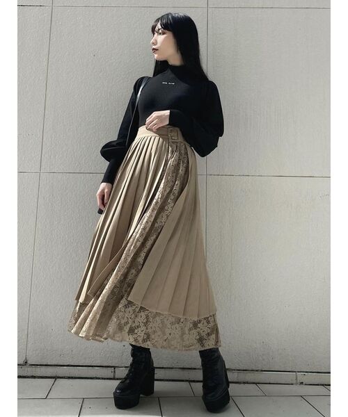 EATME（イートミー）の「レースコンビプリーツラップスカート（スカート・レディース・ブラック/ライトブラウン/グレー・SMALL/MEDIUM）」の20枚目の写真