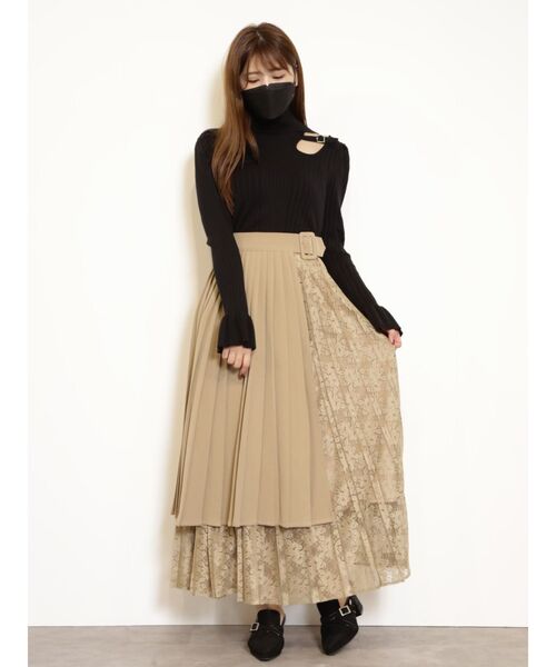 EATME（イートミー）の「レースコンビプリーツラップスカート（スカート・レディース・ブラック/ライトブラウン/グレー・SMALL/MEDIUM）」の14枚目の写真