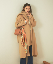 Rouge vif | マフラーリバーコート(ノーカラーコート)