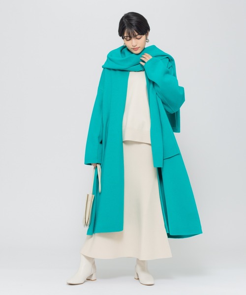 Rouge vif(ルージュヴィフ)の「マフラーリバーコート(ノーカラーコート・レディース・ベージュ/モカ/グリーン/オフホワイト・フリー)」の17枚目の写真