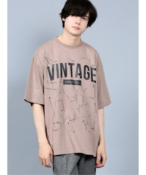 semantic design（セマンティックデザイン）の「セマンティックデザイン/semantic design スプラッシュロゴ クルーネック5分袖ビッグTシャツ（Tシャツ/カットソー・メンズ・グレー系その他2/ベージュ・LARGE/MEDIUM）」の2枚目の写真