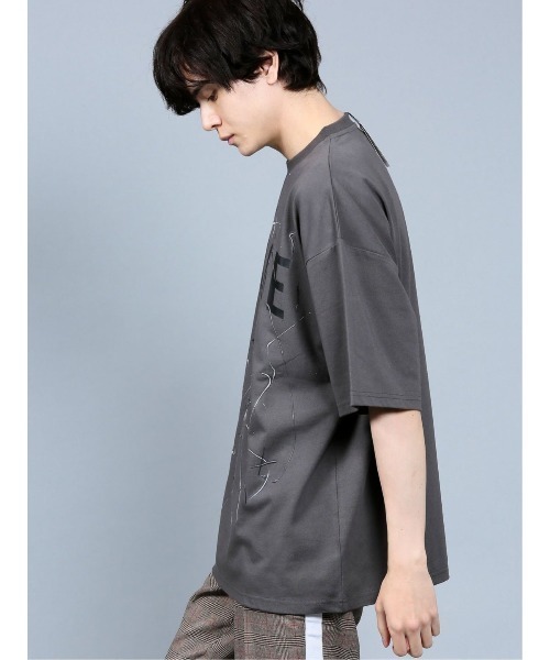 semantic design（セマンティックデザイン）の「セマンティックデザイン/semantic design スプラッシュロゴ クルーネック5分袖ビッグTシャツ（Tシャツ/カットソー・メンズ・グレー系その他2/ベージュ・LARGE/MEDIUM）」の12枚目の写真