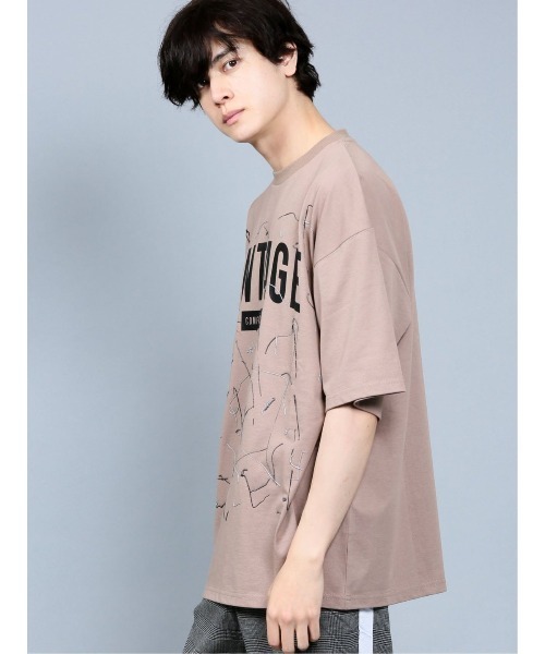 semantic design（セマンティックデザイン）の「セマンティックデザイン/semantic design スプラッシュロゴ クルーネック5分袖ビッグTシャツ（Tシャツ/カットソー・メンズ・グレー系その他2/ベージュ・LARGE/MEDIUM）」の8枚目の写真