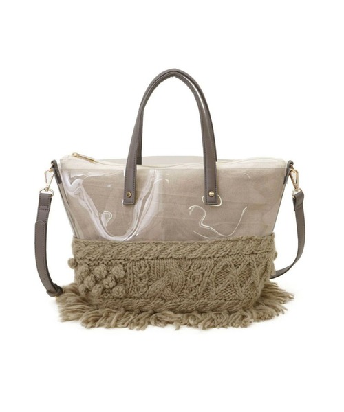 ADPOSION（アドポーション）の「【SMIR NASLI / サミールナスリ】PVCXニット2WAYトートバック（トートバッグ・レディース・ブラック/オフホワイト/グレイッシュベージュ・FREE）」の11枚目の写真