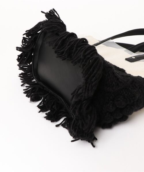 ADPOSION（アドポーション）の「【SMIR NASLI / サミールナスリ】PVCXニット2WAYトートバック（トートバッグ・レディース・ブラック/オフホワイト/グレイッシュベージュ・FREE）」の14枚目の写真