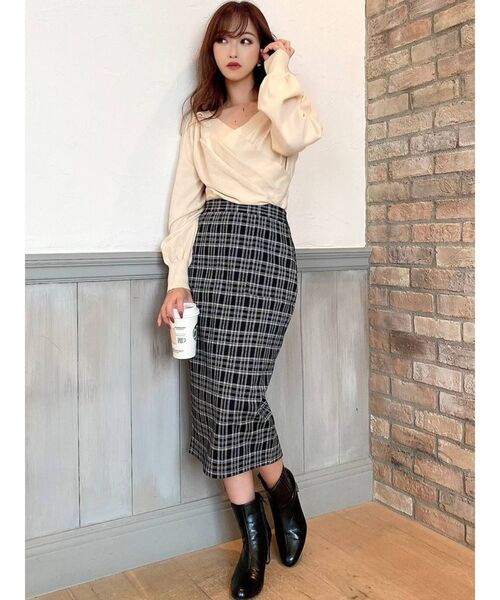 RESEXXY（リゼクシー）の「ポンチスカート（スカート・レディース・ベージュ/ブラック/その他1・MEDIUM/SMALL）」の7枚目の写真