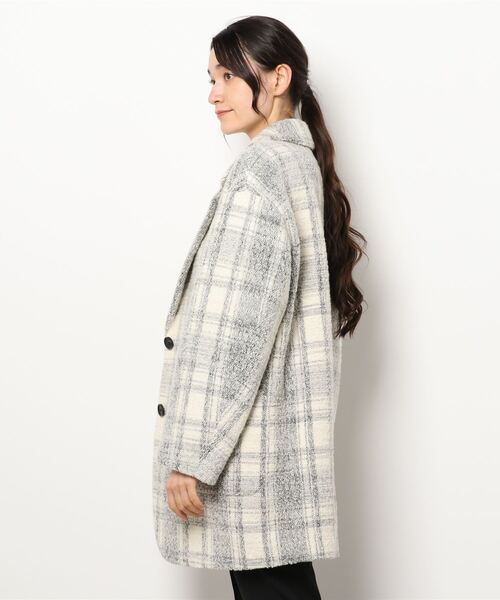 1er Arrondissement(プルミエアロンディスモン)の「NALYA モノトーンチェックジャコット(チェスターコート・レディース・ホワイト・38/36)」の2枚目の写真