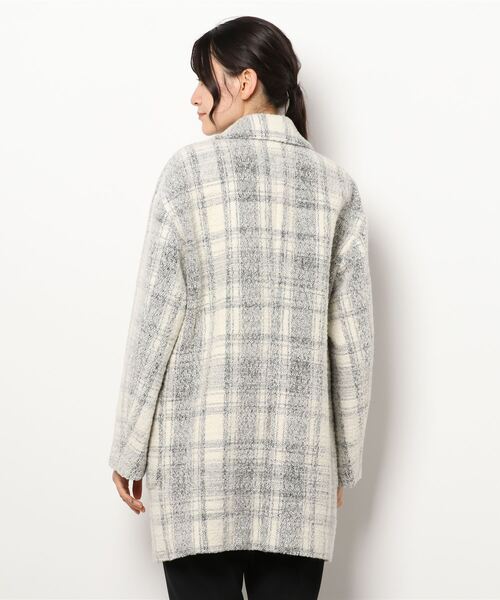 1er Arrondissement(プルミエアロンディスモン)の「NALYA モノトーンチェックジャコット(チェスターコート・レディース・ホワイト・38/36)」の3枚目の写真