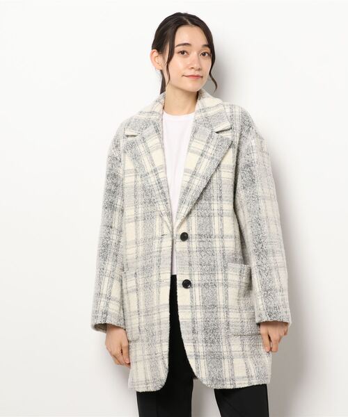 1er Arrondissement(プルミエアロンディスモン)の「NALYA モノトーンチェックジャコット(チェスターコート・レディース・ホワイト・38/36)」の12枚目の写真