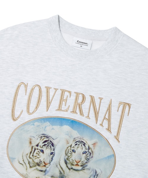 COVERNAT（カバーナット）の「【COVERNAT】VELVET TIGER OVERFIT SWEATSHIRTS / カバーナット ベルベット タイガー グラフィック スウェットシャツ（スウェット・メンズ・ネイビー/ライトグレー・LARGE/MEDIUM/SMALL）」の9枚目の写真