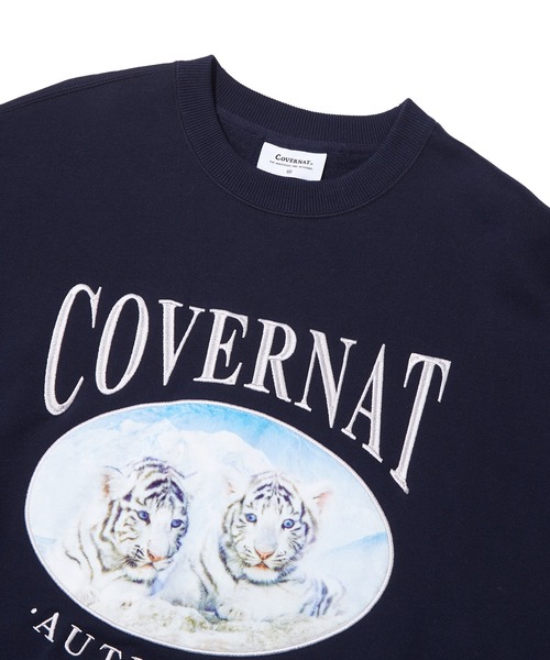COVERNAT（カバーナット）の「【COVERNAT】VELVET TIGER OVERFIT SWEATSHIRTS / カバーナット ベルベット タイガー グラフィック スウェットシャツ（スウェット・メンズ・ネイビー/ライトグレー・LARGE/MEDIUM/SMALL）」の15枚目の写真