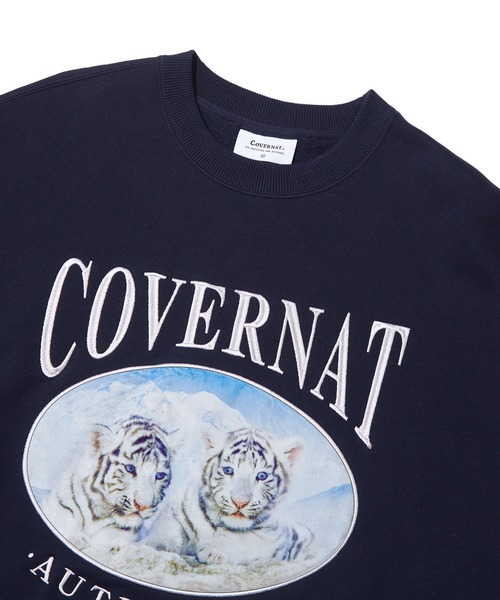 COVERNAT（カバーナット）の「【COVERNAT】VELVET TIGER OVERFIT SWEATSHIRTS / カバーナット ベルベット タイガー グラフィック スウェットシャツ（スウェット・メンズ・ネイビー/ライトグレー・LARGE/MEDIUM/SMALL）」の16枚目の写真