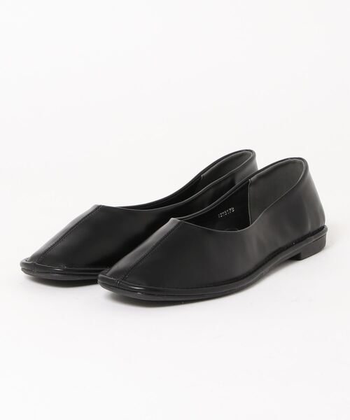 Samansa Mos2 blue（サマンサモスモスブルー）の「アウトステッチフラットシューズ（その他シューズ・レディース・ブラック/ベージュ/グレー・MEDIUM/LARGE）」の2枚目の写真