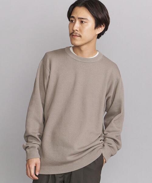 BEAUTY&YOUTH UNITED ARROWS(ビューティーアンドユースユナイテッドアローズ)の「BY ガスコットン ダイアゴナル ニット(ニット/セーター・メンズ・オレンジ系その他/ベージュ/ネイビー・L/XL/S/M)」の1枚目の写真