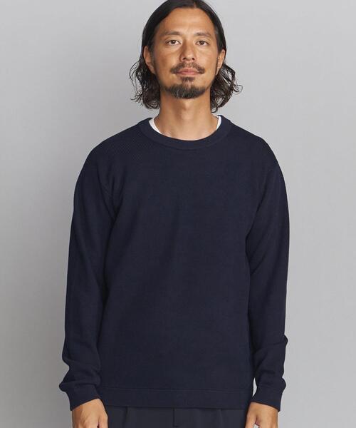 BEAUTY&YOUTH UNITED ARROWS(ビューティーアンドユースユナイテッドアローズ)の「BY ガスコットン ダイアゴナル ニット(ニット/セーター・メンズ・オレンジ系その他/ベージュ/ネイビー・L/XL/S/M)」の6枚目の写真