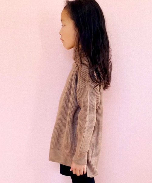 THE CASUAL（カジュアル）の「7G 畦編み BIG ハイネック チュニック キッズ（ニット/セーター・キッズ・モカ/チャコール/ベージュ/ブラウン・110cm/150cm/160cm/130cm/120cm/140cm）」の12枚目の写真