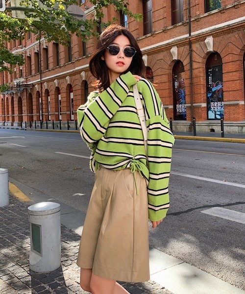 HALEY PESCA（ヘーリーペスカ）の「HALEY PESCA/ハイウエスト PUレザー  ルーズシルエット ハーフパンツ（その他パンツ・レディース・ブラック/ベージュ/グリーン・SMALL/MEDIUM/LARGE）」の9枚目の写真