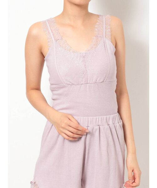 MERCURYDUO（マーキュリーデュオ）の「【GENTLE】カップ付オーバーレーステレコキャミ（キャミソール・レディース・ブラック/オフホワイト/ミント/ベビーピンク・FREE）」の4枚目の写真