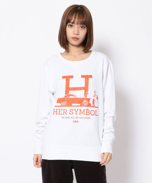 Kare/ME（カーミー）の「Kare/ME（カーミー）H MM クルーネック（スウェット・レディース・ホワイト/ブラック・MEDIUM/SMALL/LARGE）」の2枚目の写真