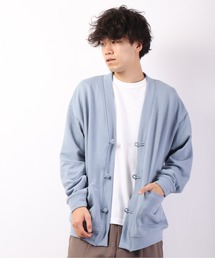 【SUGGESTION】引き揃え起毛 チャイナスウェット ルーズカーディガン