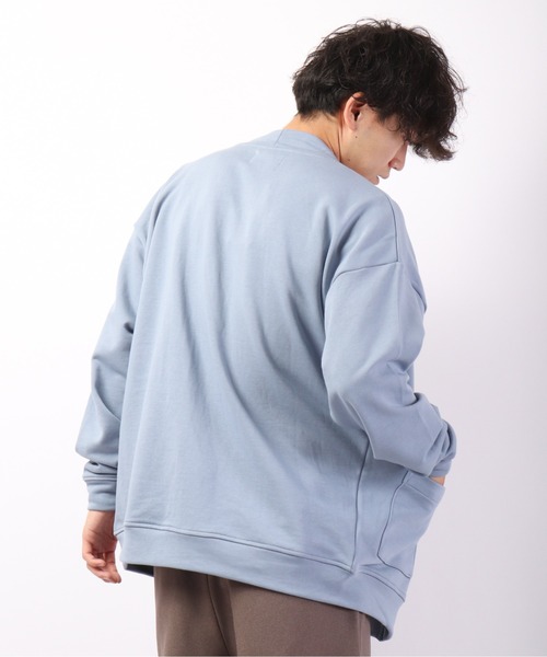 SUGGESTION（サジェッション）の「【SUGGESTION】引き揃え起毛 チャイナスウェット ルーズカーディガン（カーディガン/ボレロ・メンズ・セージグリーン/グレイッシュブルー/チャコール・M/L）」の17枚目の写真