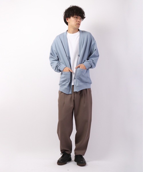 SUGGESTION（サジェッション）の「【SUGGESTION】引き揃え起毛 チャイナスウェット ルーズカーディガン（カーディガン/ボレロ・メンズ・セージグリーン/グレイッシュブルー/チャコール・M/L）」の18枚目の写真