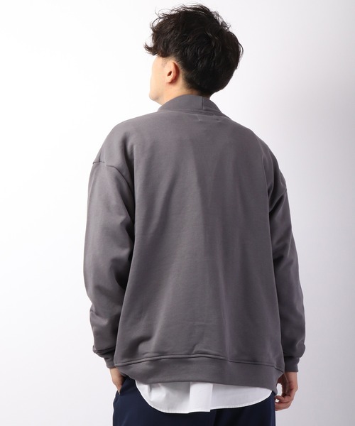 SUGGESTION（サジェッション）の「【SUGGESTION】引き揃え起毛 チャイナスウェット ルーズカーディガン（カーディガン/ボレロ・メンズ・セージグリーン/グレイッシュブルー/チャコール・M/L）」の7枚目の写真