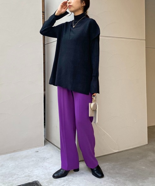 CAPRICIEUX LE'MAGE(カプリシューレマージュ)の「〈セットアイテム〉Vネックレイヤードプルオーバー(ニット/セーター・レディース・ブラック/ベージュ/イエロー・FREE)」の9枚目の写真