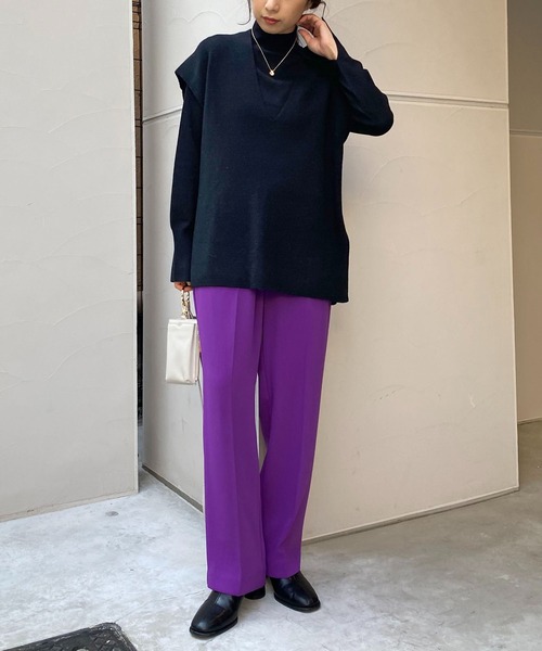 CAPRICIEUX LE'MAGE(カプリシューレマージュ)の「〈セットアイテム〉Vネックレイヤードプルオーバー(ニット/セーター・レディース・ブラック/ベージュ/イエロー・FREE)」の10枚目の写真