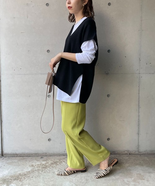 CAPRICIEUX LE'MAGE(カプリシューレマージュ)の「〈セットアイテム〉Vネックレイヤードプルオーバー(ニット/セーター・レディース・ブラック/ベージュ/イエロー・FREE)」の17枚目の写真