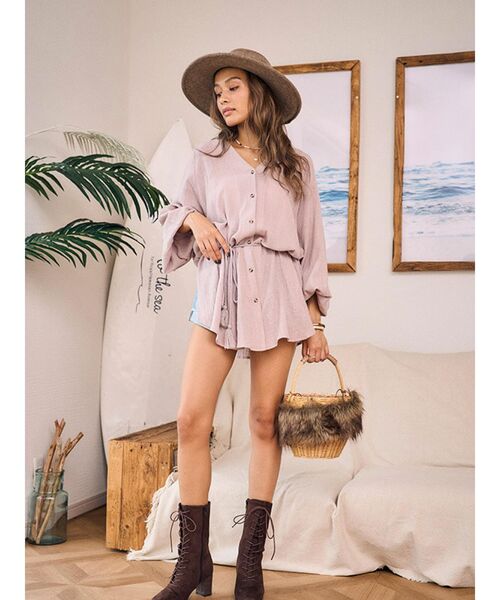 To the sea（トゥーザシー）の「ボリュームスリーブブラウス（シャツ/ブラウス・レディース・ピンク・FREE）」の6枚目の写真