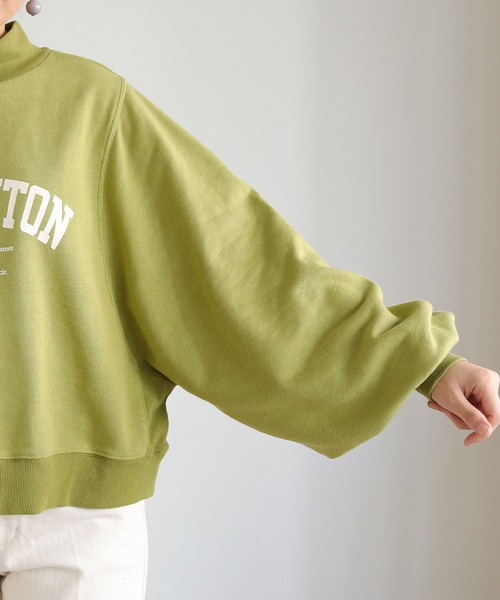 HER CLOSET(ハークローゼット)の「【shemoshelly】ショート丈裏毛ハイネック"CHARENTON"ロゴスウェット(スウェット・レディース・チャコールグレー/ブラック/グリーン/ヘザーグレー/ホワイト系その他・M)」の6枚目の写真