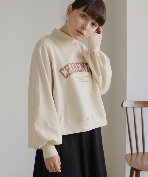 HER CLOSET(ハークローゼット)の「【shemoshelly】ショート丈裏毛ハイネック"CHARENTON"ロゴスウェット(スウェット・レディース・チャコールグレー/ブラック/グリーン/ヘザーグレー/ホワイト系その他・M)」の14枚目の写真