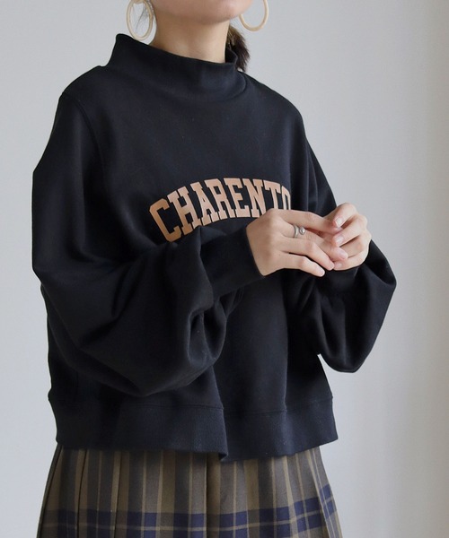 HER CLOSET(ハークローゼット)の「【shemoshelly】ショート丈裏毛ハイネック"CHARENTON"ロゴスウェット(スウェット・レディース・チャコールグレー/ブラック/グリーン/ヘザーグレー/ホワイト系その他・M)」の17枚目の写真