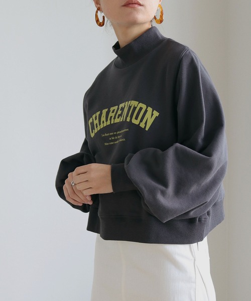 HER CLOSET(ハークローゼット)の「【shemoshelly】ショート丈裏毛ハイネック"CHARENTON"ロゴスウェット(スウェット・レディース・チャコールグレー/ブラック/グリーン/ヘザーグレー/ホワイト系その他・M)」の22枚目の写真