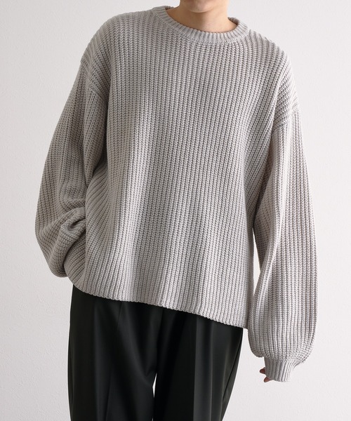 epnok（エプノック）の「5G畔編みルーズニット（ニット/セーター・メンズ・ライトグレー/ブラック/グレイッシュブルー・SMALL/MEDIUM/LARGE）」の4枚目の写真