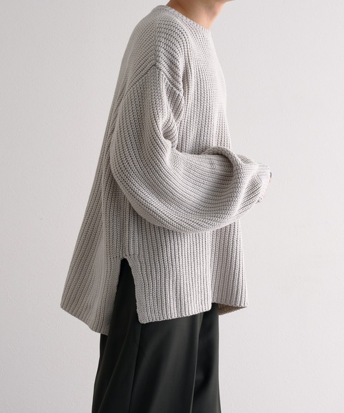 epnok（エプノック）の「5G畔編みルーズニット（ニット/セーター・メンズ・ライトグレー/ブラック/グレイッシュブルー・SMALL/MEDIUM/LARGE）」の10枚目の写真