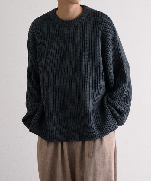 epnok（エプノック）の「5G畔編みルーズニット（ニット/セーター・メンズ・ライトグレー/ブラック/グレイッシュブルー・SMALL/MEDIUM/LARGE）」の22枚目の写真