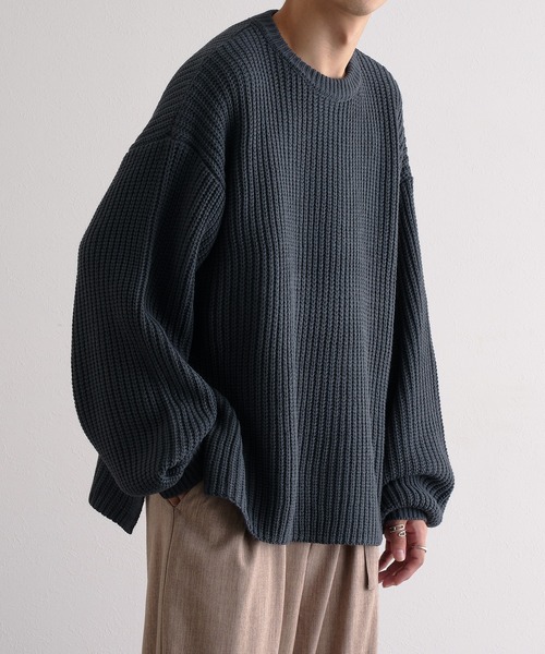 epnok（エプノック）の「5G畔編みルーズニット（ニット/セーター・メンズ・ライトグレー/ブラック/グレイッシュブルー・SMALL/MEDIUM/LARGE）」の17枚目の写真