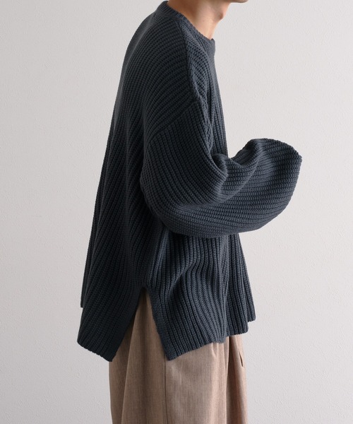 epnok（エプノック）の「5G畔編みルーズニット（ニット/セーター・メンズ・ライトグレー/ブラック/グレイッシュブルー・SMALL/MEDIUM/LARGE）」の6枚目の写真