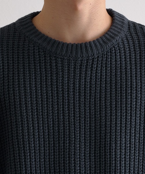epnok（エプノック）の「5G畔編みルーズニット（ニット/セーター・メンズ・ライトグレー/ブラック/グレイッシュブルー・SMALL/MEDIUM/LARGE）」の13枚目の写真