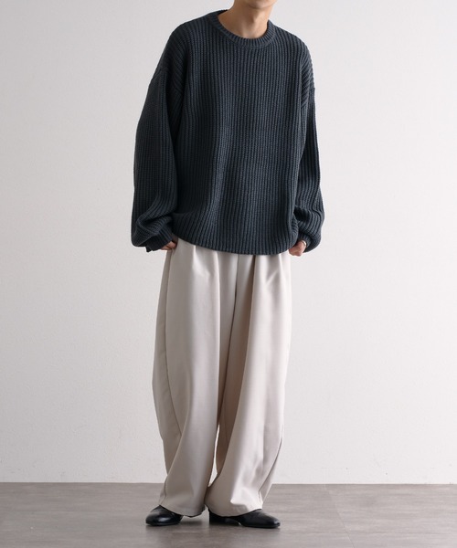 epnok（エプノック）の「5G畔編みルーズニット（ニット/セーター・メンズ・ライトグレー/ブラック/グレイッシュブルー・SMALL/MEDIUM/LARGE）」の18枚目の写真