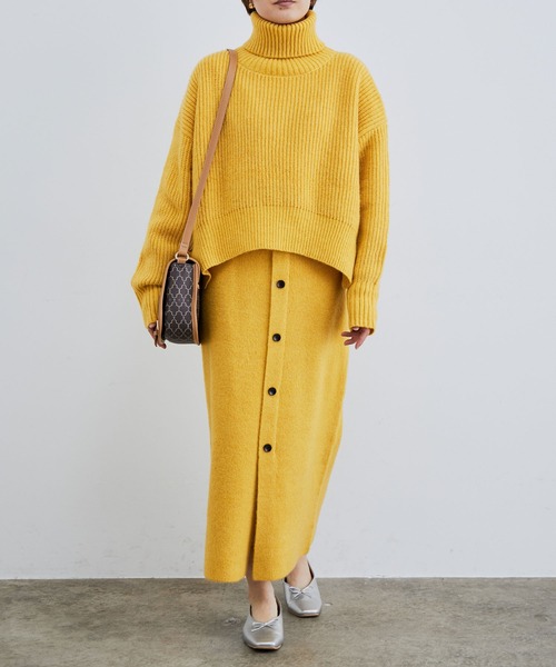 vis-`a-vis（ビサビ）の「【WEB限定】ウール混サイドリボンタートルネックニットプルオーバー（ニット/セーター・レディース・チャコールグレー/ライトグレー/イエロー・FREE）」の14枚目の写真