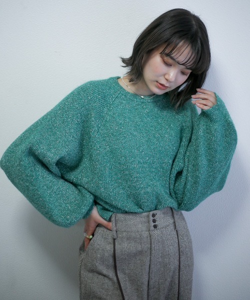 spoon store（スプーンストア）の「ミックスループヤーンドルマンニット（ニット/セーター・レディース・グリーン/アイボリー・フリー）」の22枚目の写真