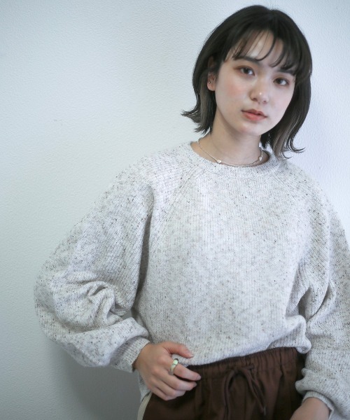 spoon store（スプーンストア）の「ミックスループヤーンドルマンニット（ニット/セーター・レディース・グリーン/アイボリー・フリー）」の9枚目の写真