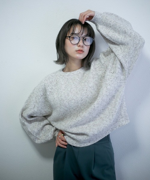 spoon store（スプーンストア）の「ミックスループヤーンドルマンニット（ニット/セーター・レディース・グリーン/アイボリー・フリー）」の12枚目の写真