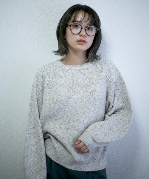 spoon store（スプーンストア）の「ミックスループヤーンドルマンニット（ニット/セーター・レディース・グリーン/アイボリー・フリー）」の13枚目の写真