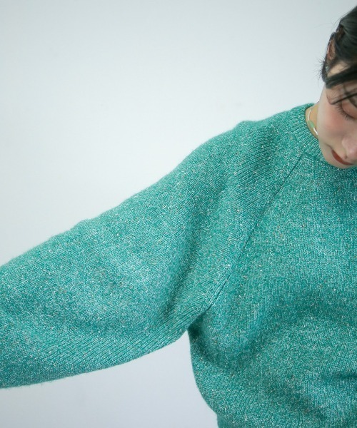 spoon store（スプーンストア）の「ミックスループヤーンドルマンニット（ニット/セーター・レディース・グリーン/アイボリー・フリー）」の7枚目の写真